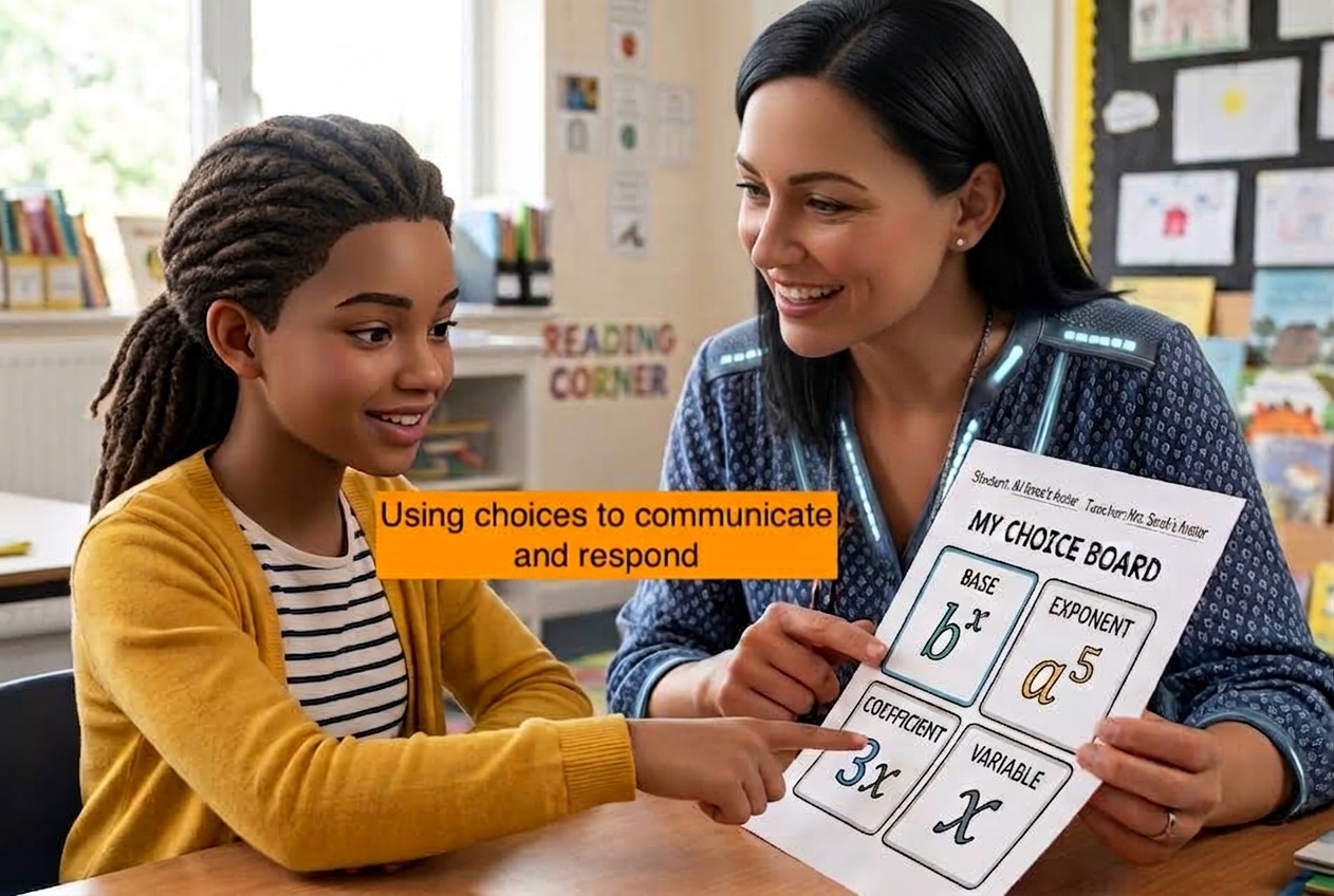 Student using choices to communicate and respond